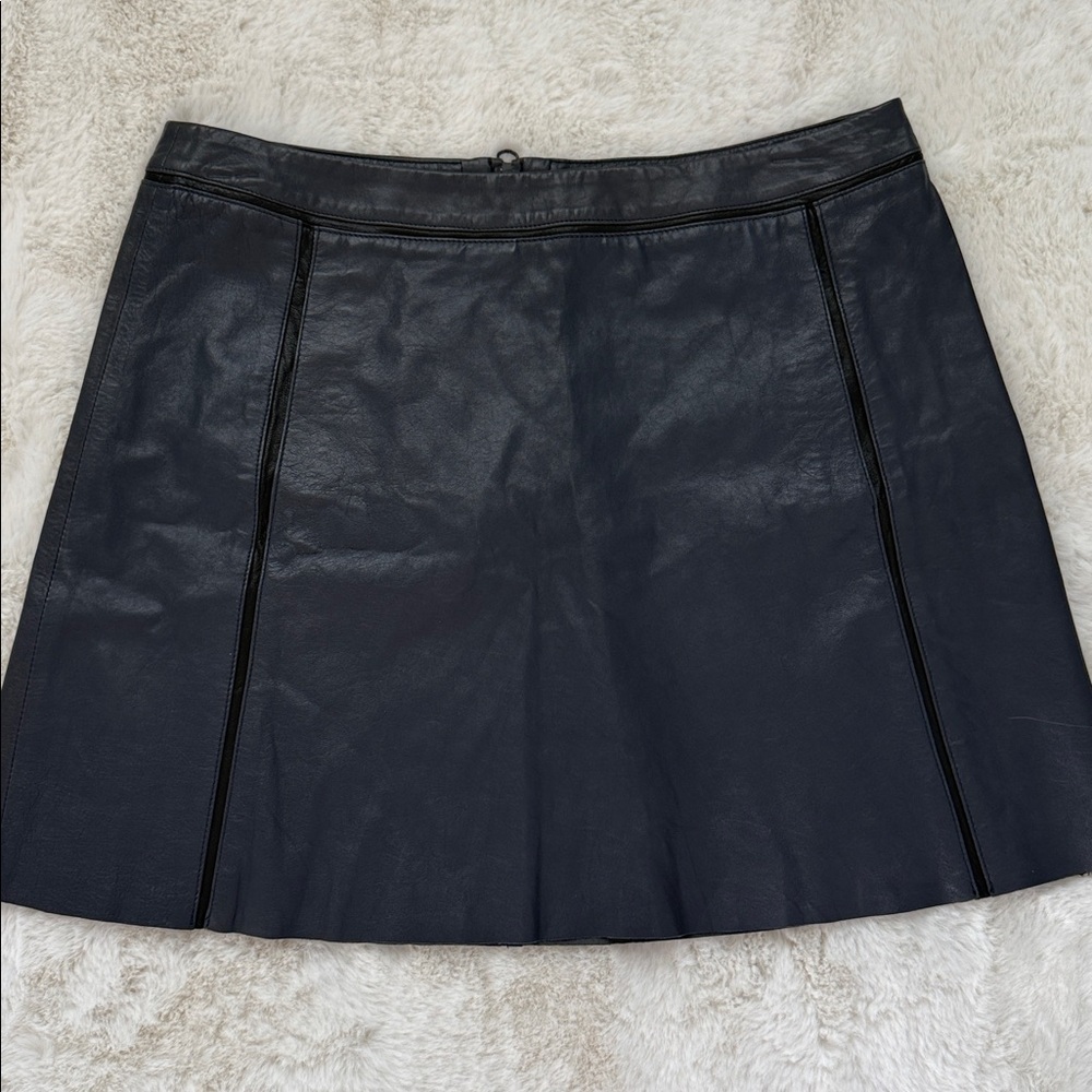 Vince Gunmetal Gray Leather Mini Skirt